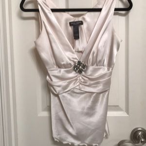 Silky cream colored blouse with beadwork